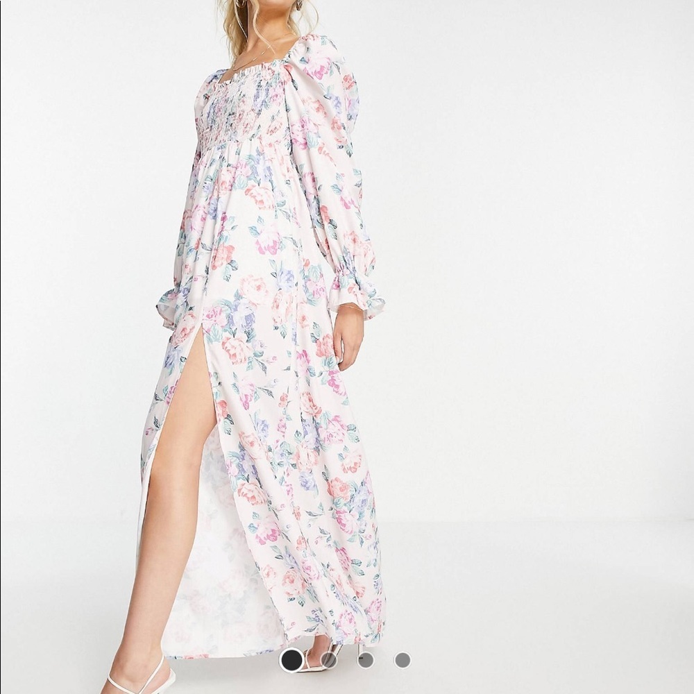 In The Style x Elle Darby Shirred Maxi Dress